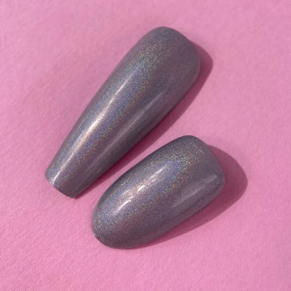 Chrome nail art design using LUNAmoon Holographic Metallic Gel