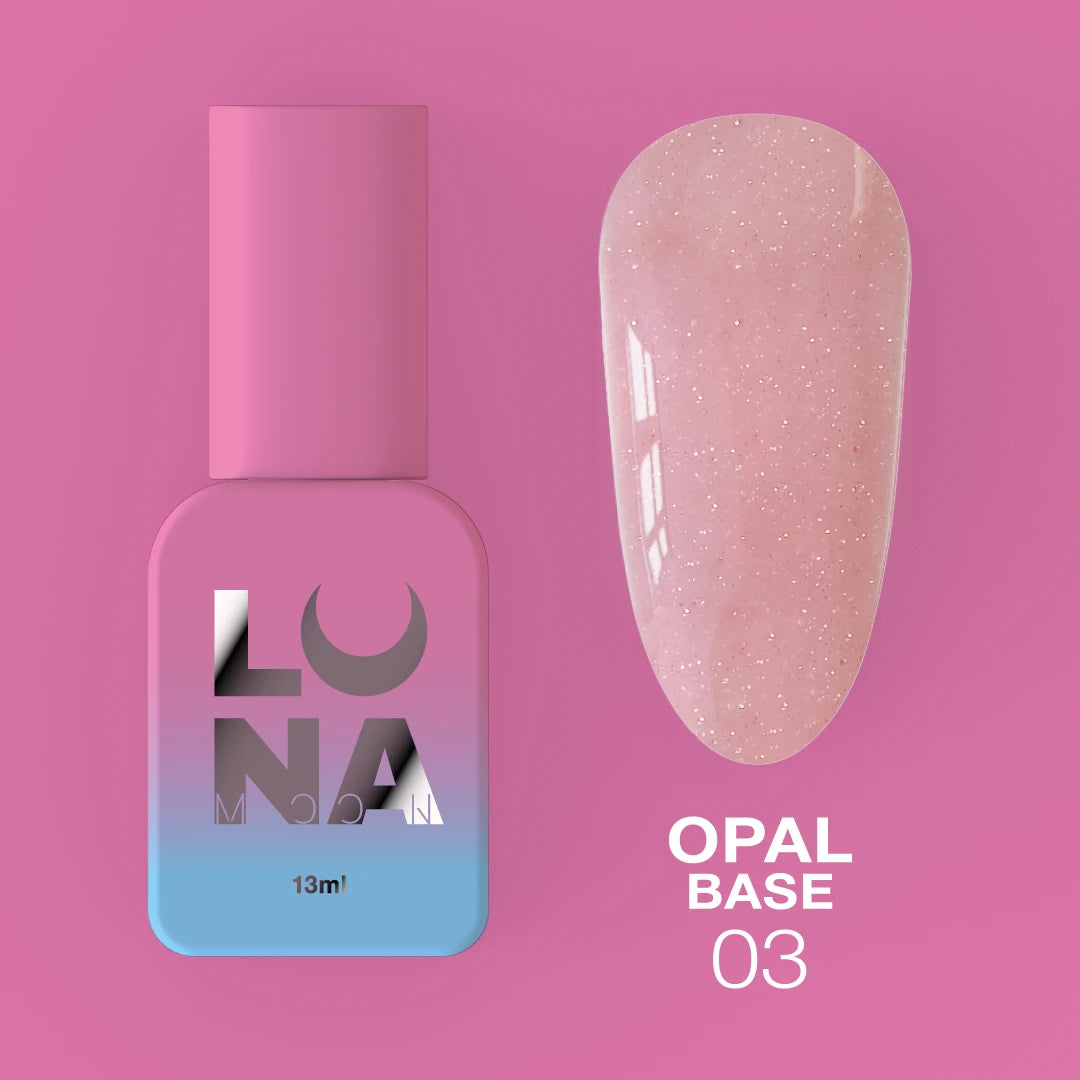 Luna Opal Base #3 shimmer effect gel base 13ml for durable manicure