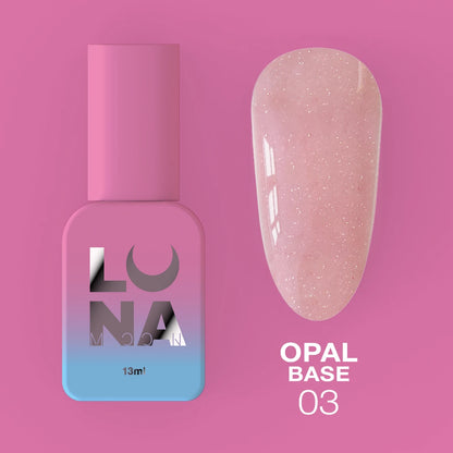 Luna Opal Base #3 shimmer effect gel base 13ml for durable manicure