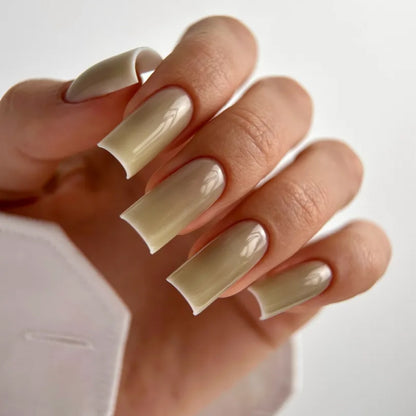 Glossy glass-effect manicure finished with LUNAmoon Top Glass #16