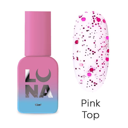 Luna Top Pink glossy gel nail top coat 13ml