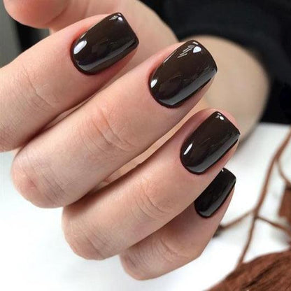 Luxio Aficionado Gel Polish — open bottle with brush, dark brown gel