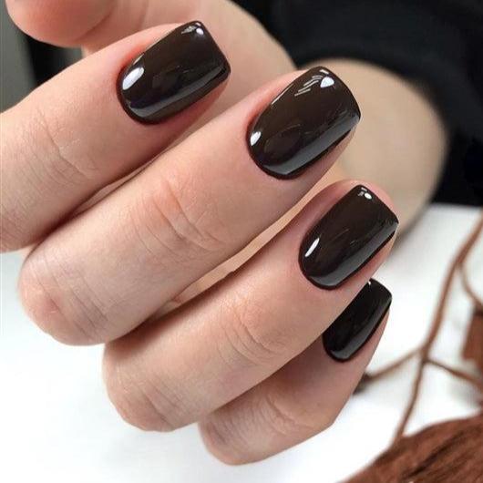 Luxio Aficionado Gel Polish — open bottle with brush, dark brown gel
