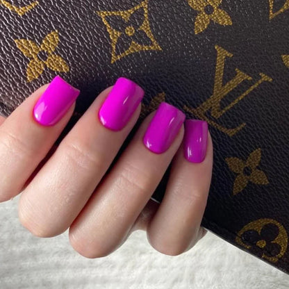 Luxio Chi-Chi Gel Polish — full manicure, bright fuchsia coverage