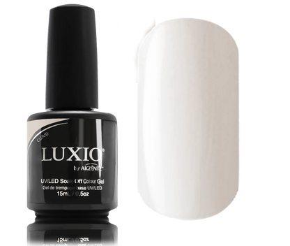 15ml — Luxio Cloud Gel Polish — open bottle with brush, white shimmer gel