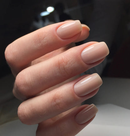 Luxio Cremelle Gel Polish — full manicure, beige nude coverage