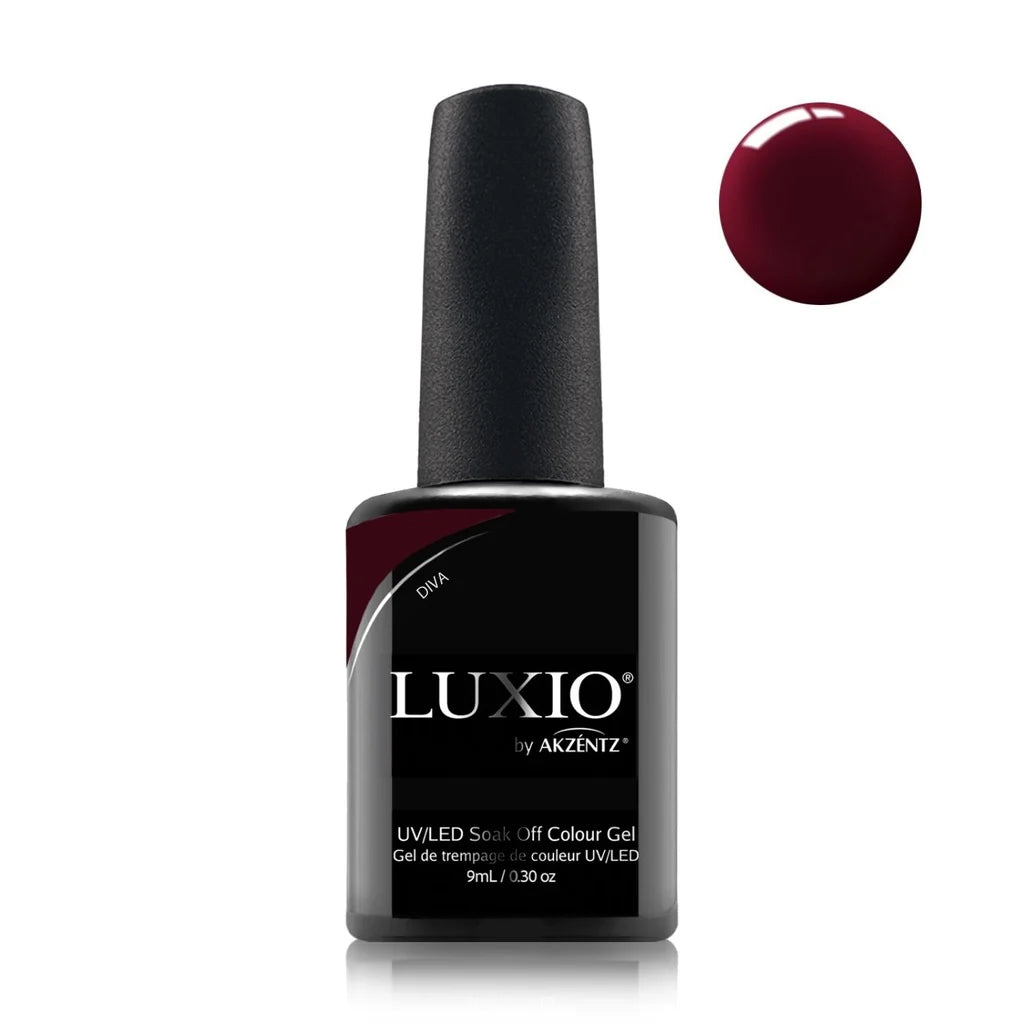 9ml — Luxio Diva Gel Polish — full manicure, dark plum coverage