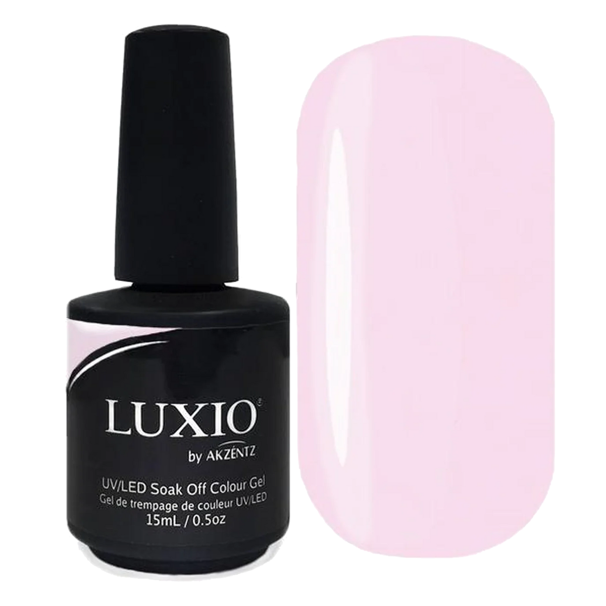 15ml — Luxio Fairy Gel Polish — open bottle with brush, pink gel