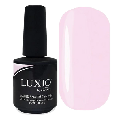 15ml — Luxio Fairy Gel Polish — open bottle with brush, pink gel