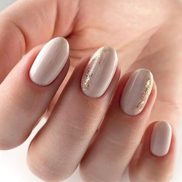 15ml — Luxio Flirt Gel Polish — open bottle with brush, beige shimmer gel