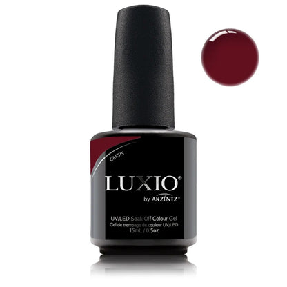 Luxio Cassis Gel Polish — closed bottle, blackcurrant berry
