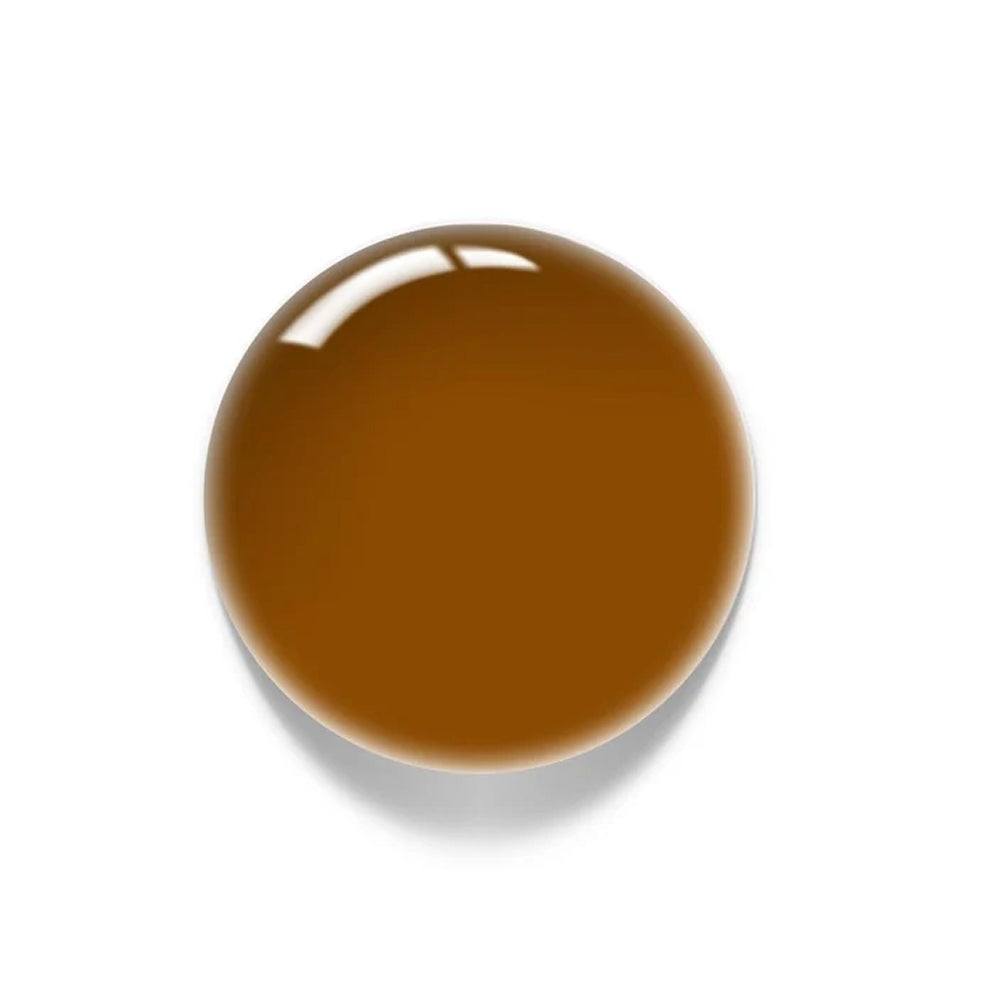 Luxio Ochre Gel Polish — swatch on nail tip, golden yellow finish