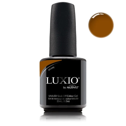 Luxio Ochre Gel Polish — full manicure, warm golden coverage