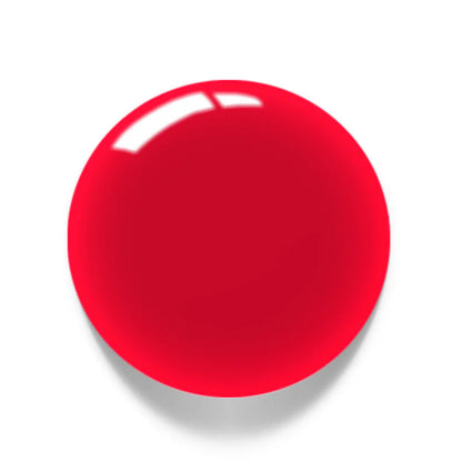 Luxio Glitch Opaque Gel Polish — swatch on nail tip, vivid cool red finish