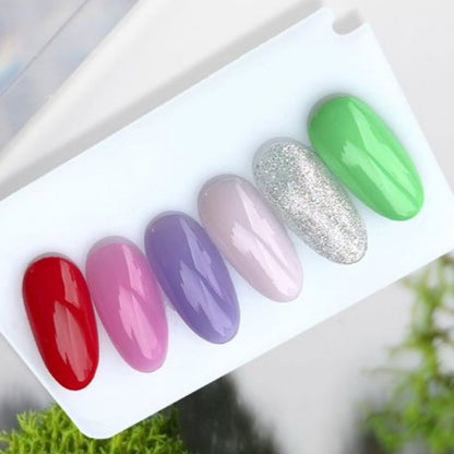 Luxio Petal Semi-Sheer Gel Polish — full manicure, milky pink coverage
