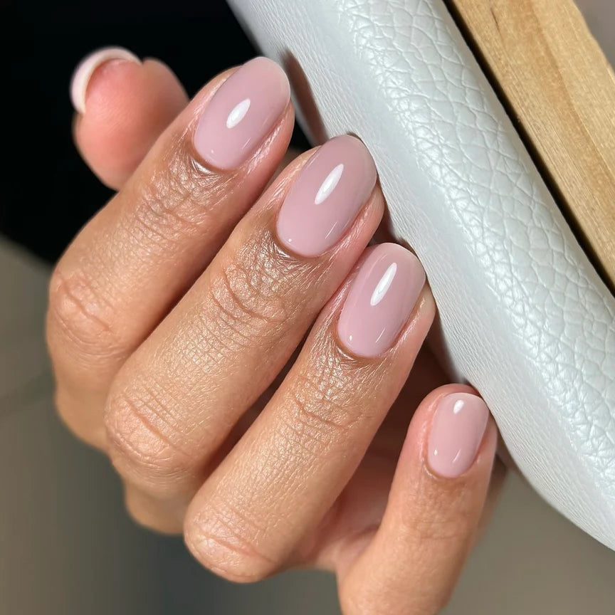 Luxio Grace Gel Polish — full manicure, soft sheer pink coverage