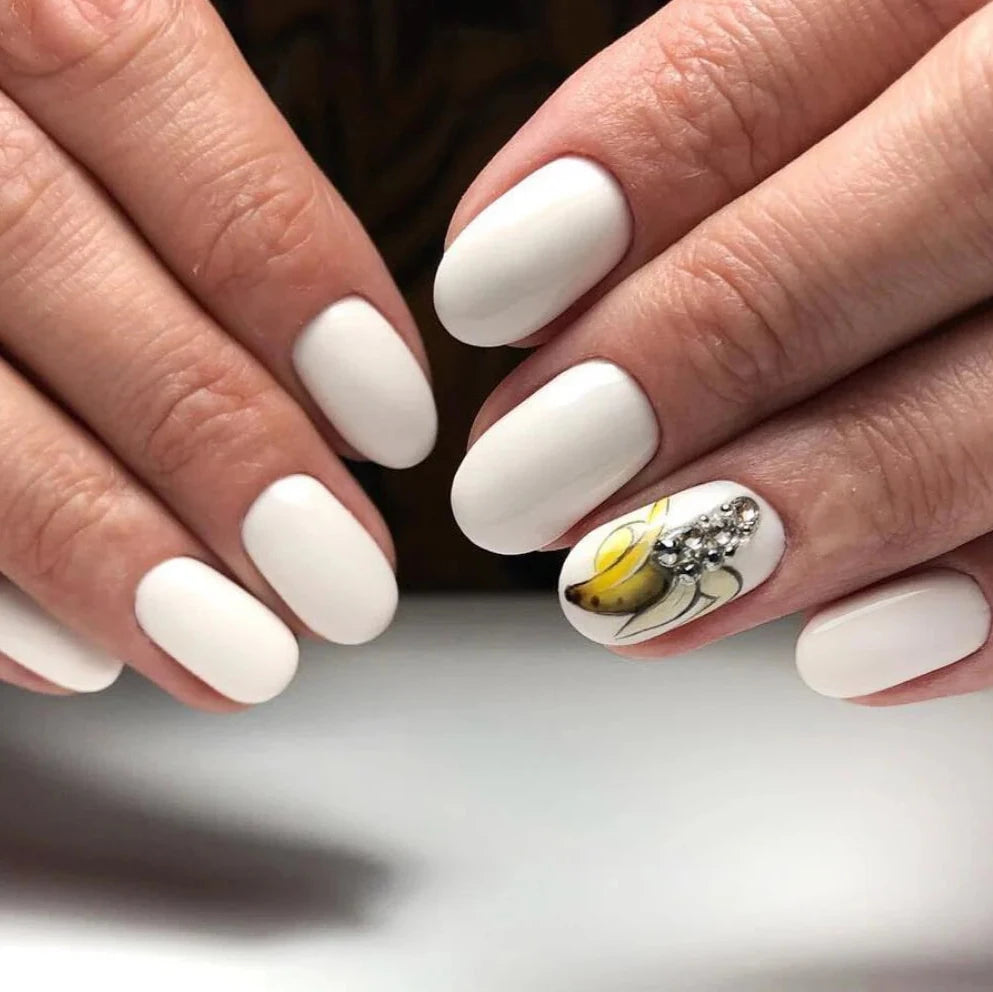 Luxio Ivory Gel Polish — full manicure, warm ivory coverage