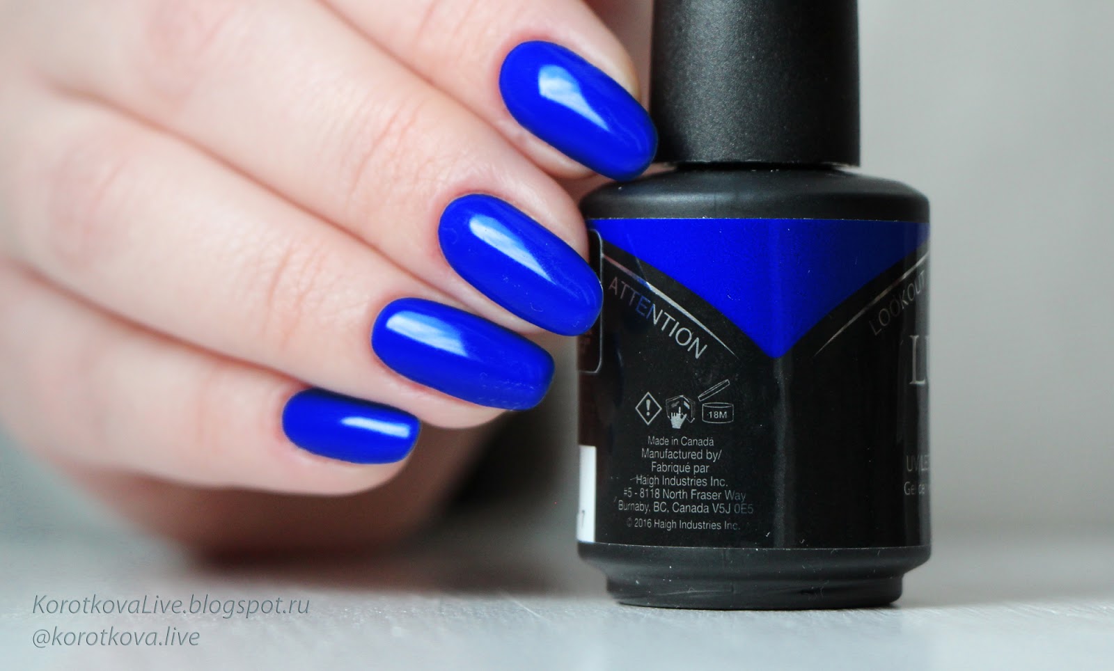 Luxio Lookout Gel Polish — full manicure, bold blue coverage