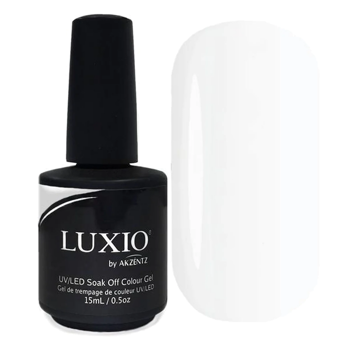 Luxio Polar Gel Polish — closed bottle, stark icy white