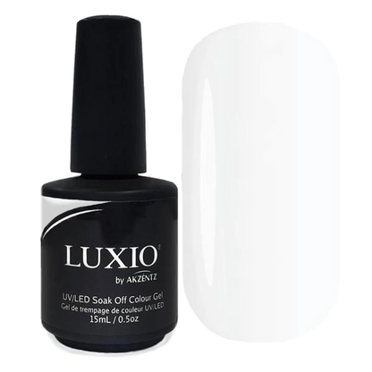 Luxio Polar Gel Polish — closed bottle, stark icy white