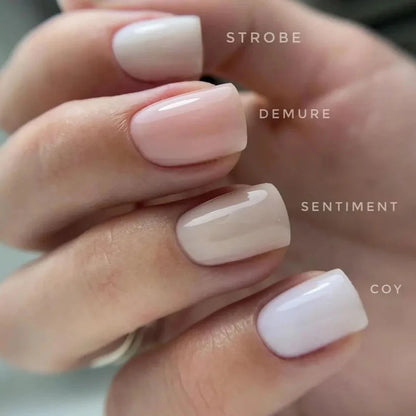 Luxio Sentiment Gel Polish — full manicure, silky beige coverage