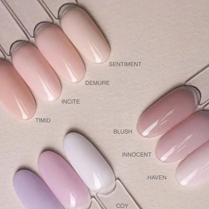 Luxio Sentiment Gel Polish — open bottle with brush, beige gel
