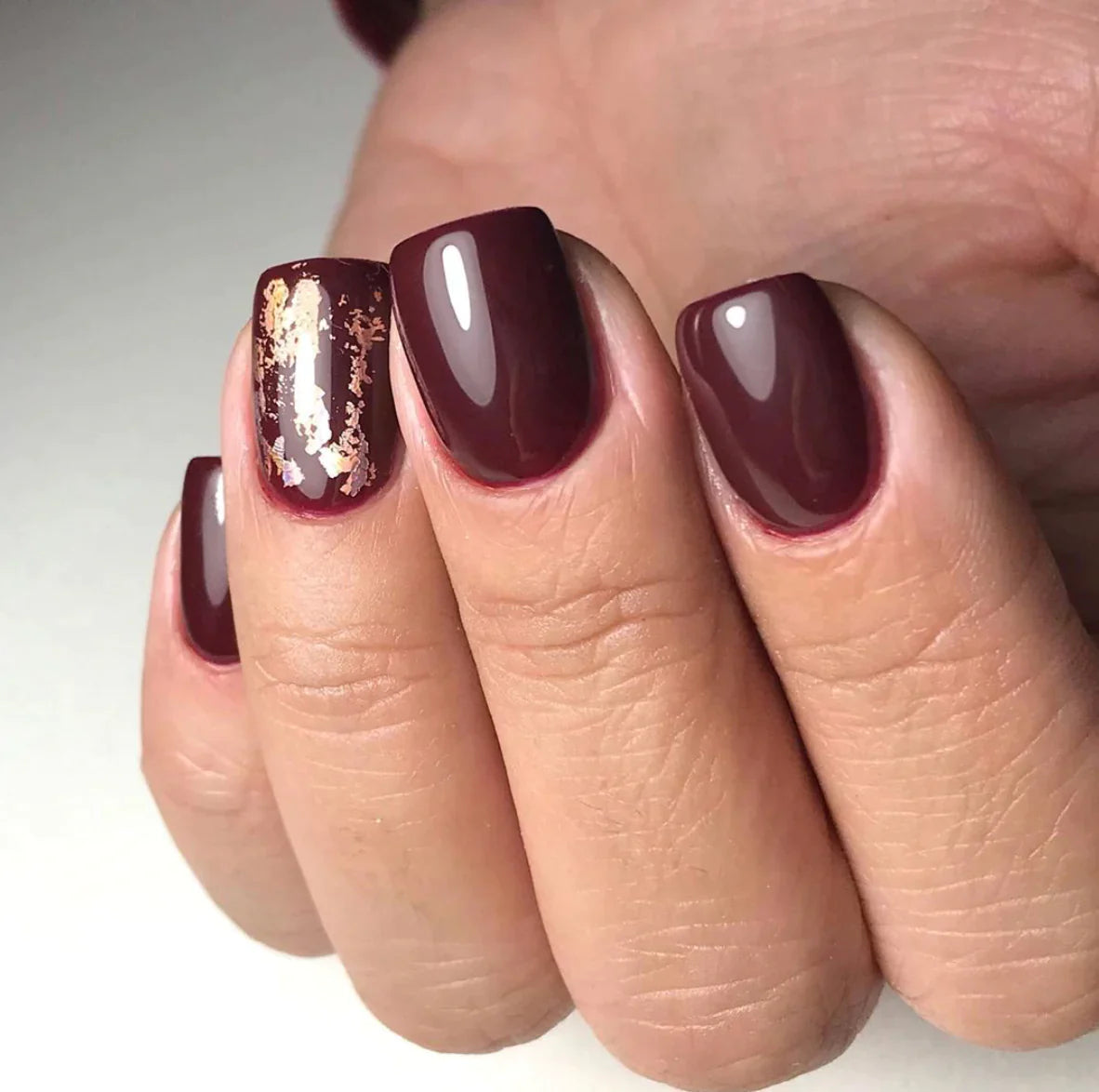 Luxio Vamp Gel Polish — open bottle with brush, burgundy red gel