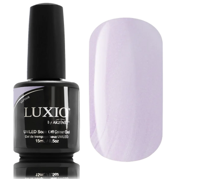 15ml — Luxio Vapour Gel Polish — open bottle with brush, lilac shimmer gel