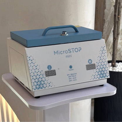 This is a compact dry heat sterilizer built for small salons and independent nail technicians who need reliable tool sterilization without the footprint of a full-size unit.