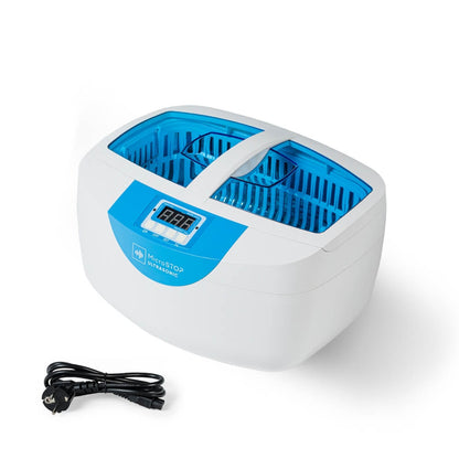 MicroStop MU-PROMAX Ultrasonic Cleaner, 2.5L, tank filled with cleaning solution