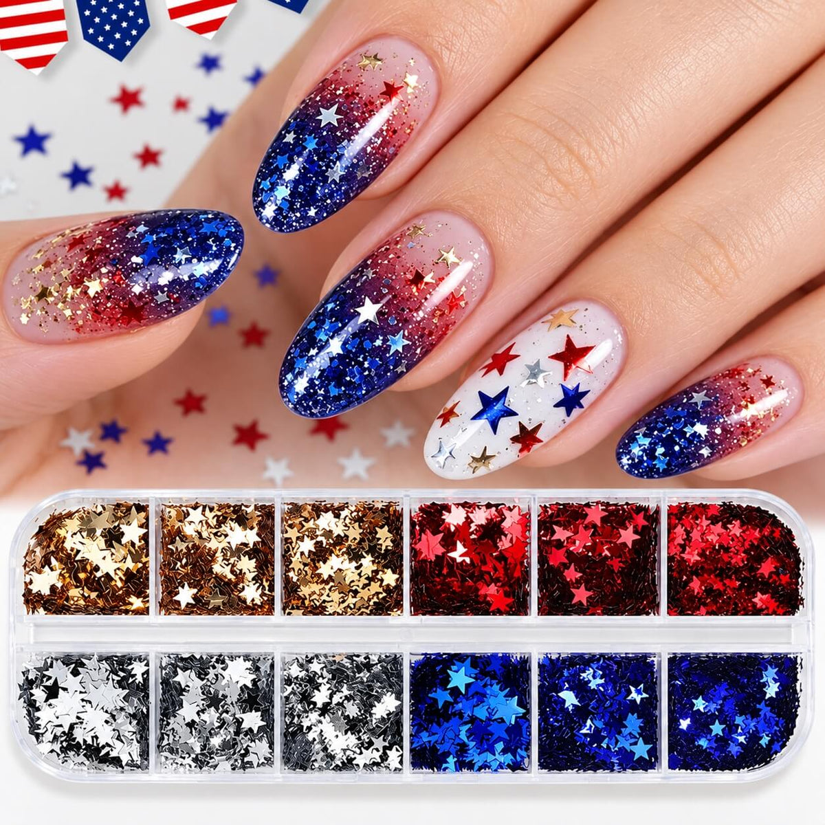 12-Grid Star Nail Glitter Kit