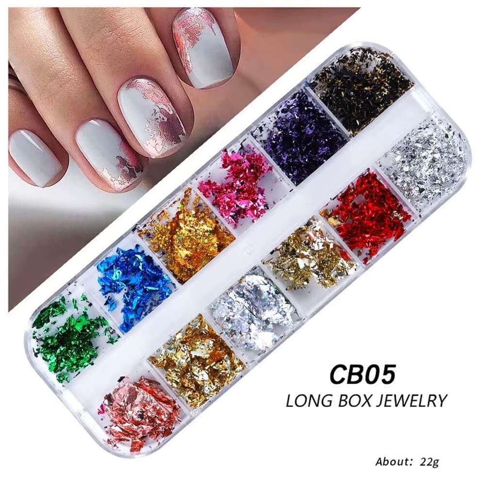 Nail Art Metallic Foil Flakes Kit