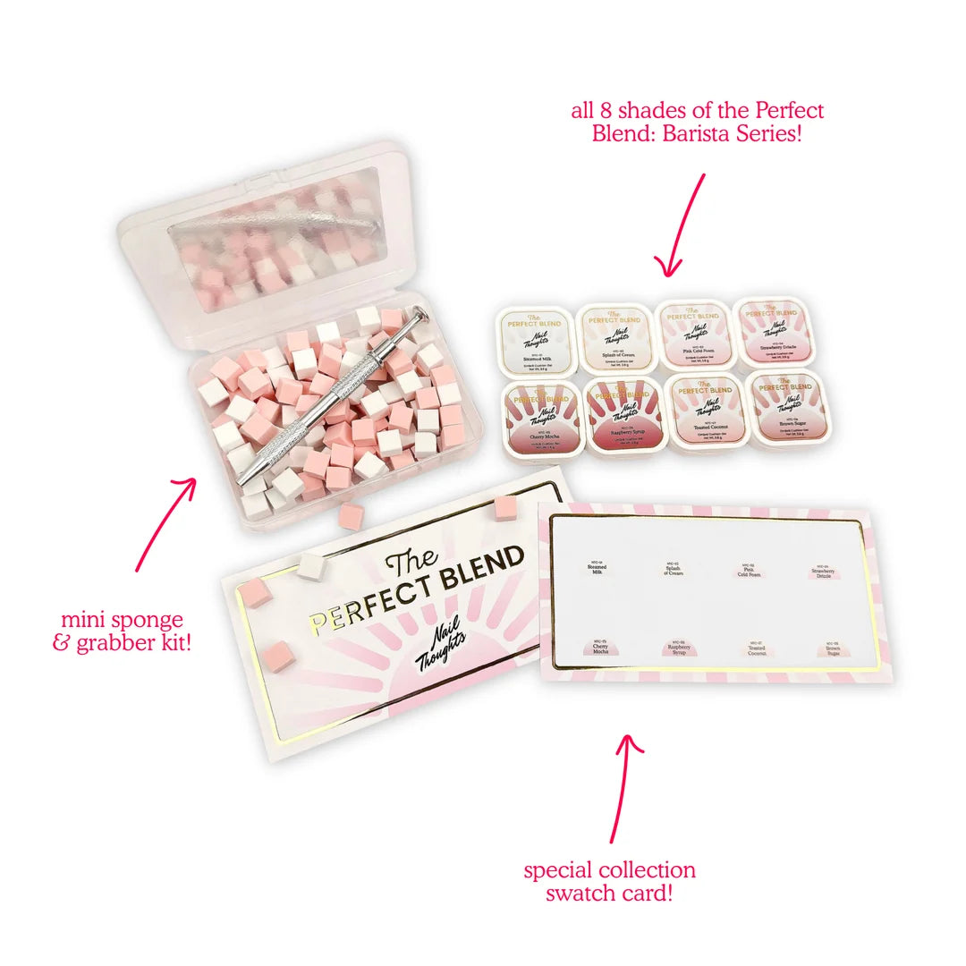 Nail Thoughts ombre cushion gel colors with mini sponge and metal grabber kit