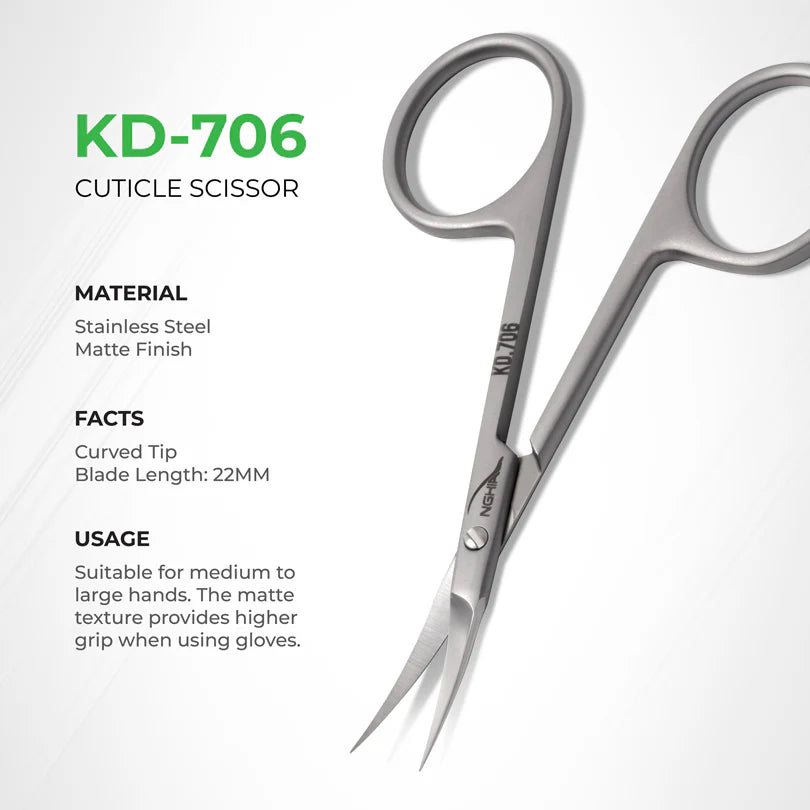 Nghia KD-706 Cuticle Scissors durable stainless steel professional nail trimming scissors
