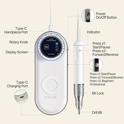 Nail Drill Pro Max O NAIL 1 handpiece white professional manicure and nail extension tool