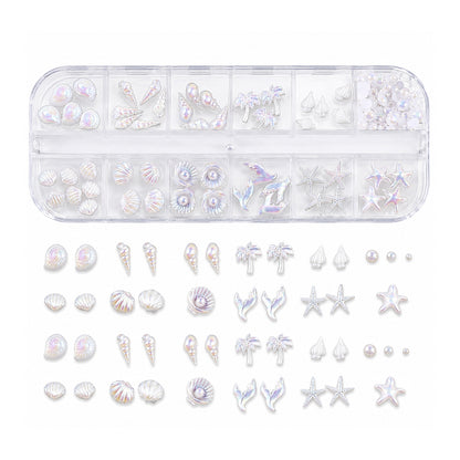 Beach nail decoration set with ocean-themed nail charms