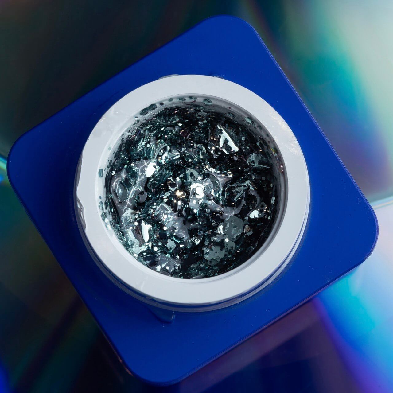 TOUCH Glow Gel 3 — label close-up, turquoise holographic shade