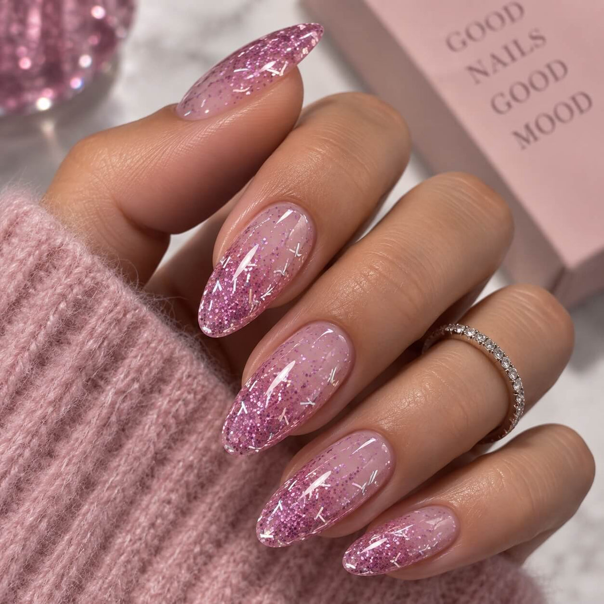 Pink Mask Sparkly Carmine professional glitter acrylic polygel 60g