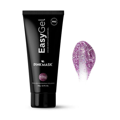 Pink Mask Easy Gel Sparkly Carmine glitter polygel 60g