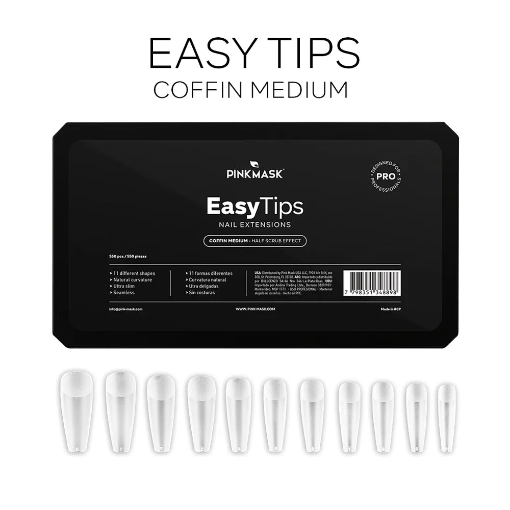 Pink Mask Medium Coffin Nail Tips 550pcs