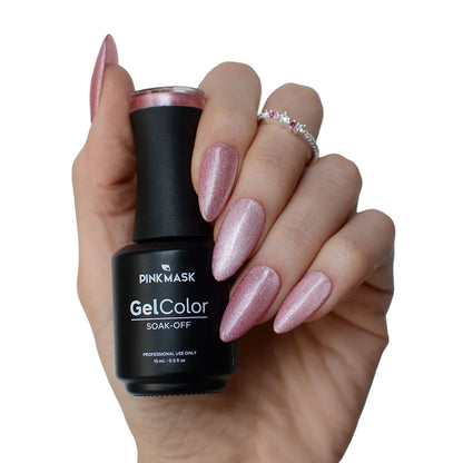 Pink Mask Gel Color Blush Aura Pastel Cat Eye nail polish