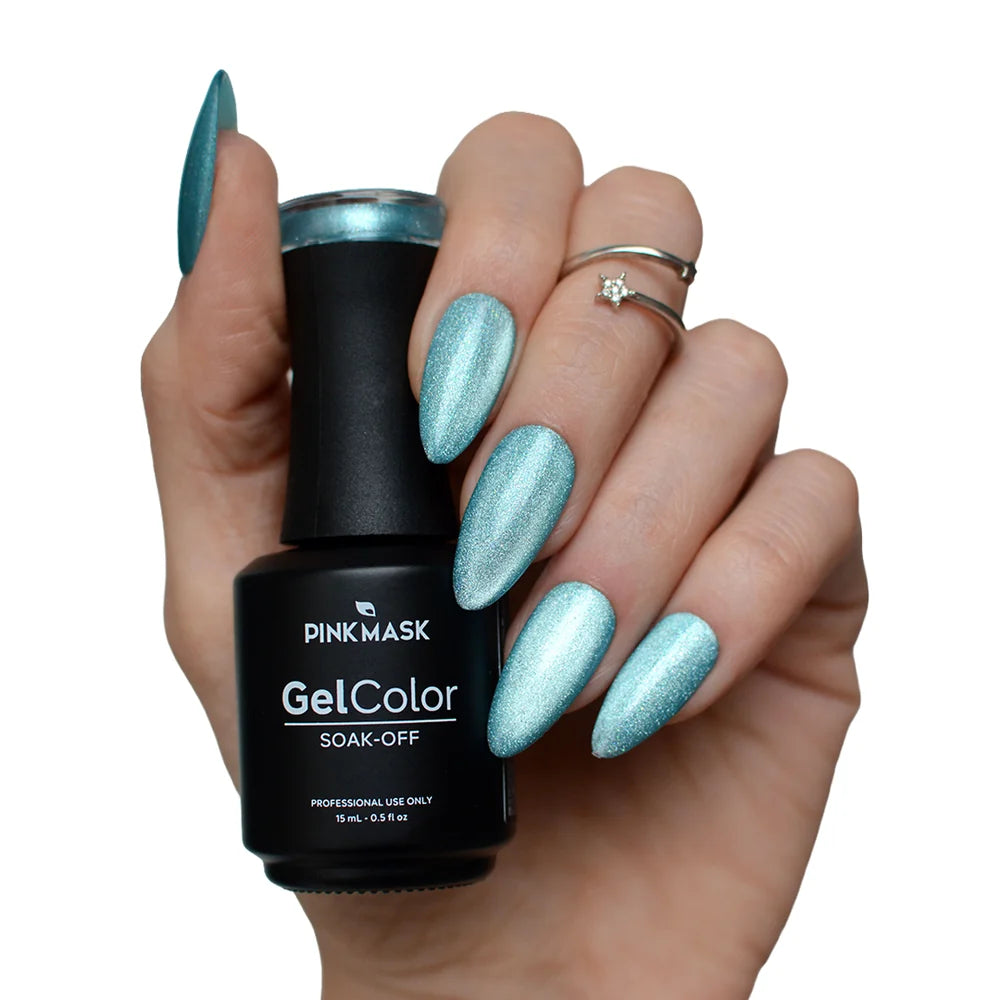 Pink Mask Seafoam Gleam Cat Eye, 15ml, classic Cat Eye line effect on nail