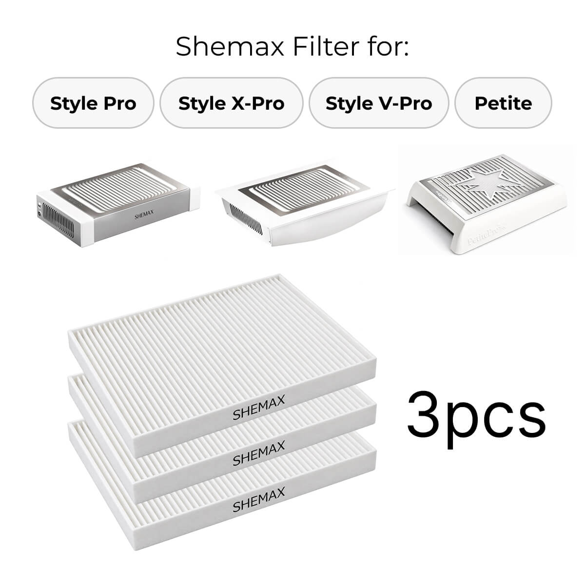 SHEMAX replacement filter for professional nail dust collector (3pcs)