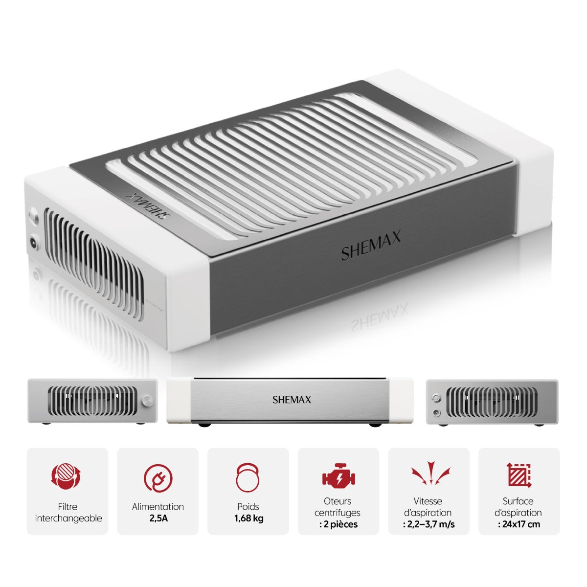 The bestselling Shemax Style PRO nail dust collector is now even better, combining sleek aesthetics with enhanced functionality.