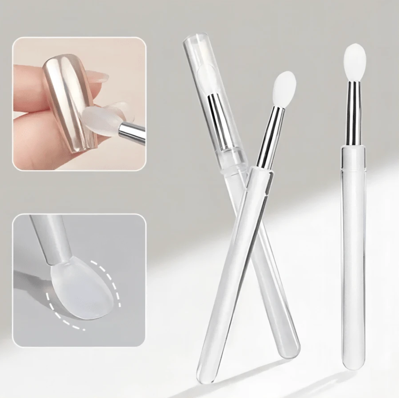 Silicone Nail Chrome Powder Applicator Brush