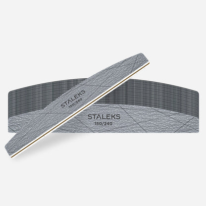 25pcs — Staleks Smart 40 Crescent Nail File — in use shaping at 150 grit