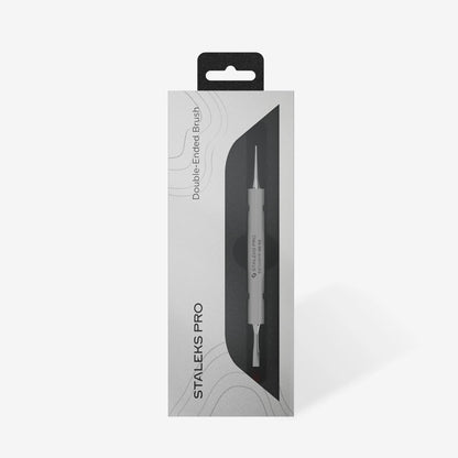 Staleks Exclusive 08/03 Double-Ended Nail Brush — in use leveling builder gel