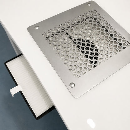 Teri Turbo Built-in White (Silver Mesh) — in use during a manicure session