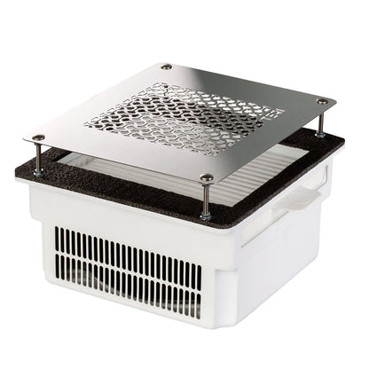 Teri Turbo Built-in White (Silver Mesh) — mounted into manicure table surface