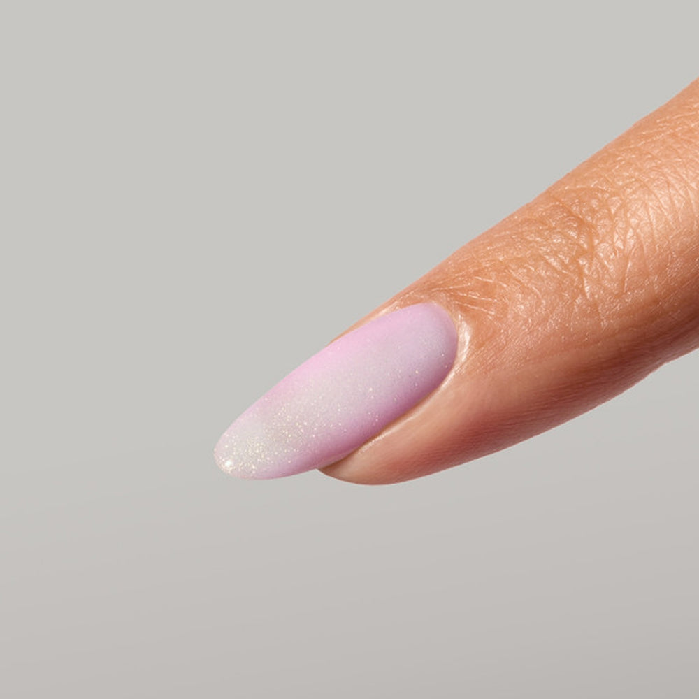 Cool pink shimmer manicure using St Tropez gel color